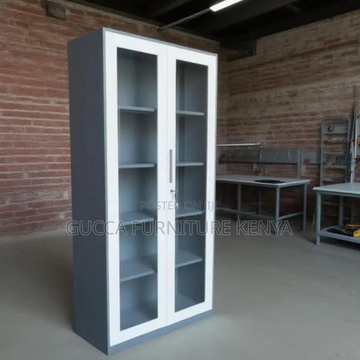 Lockable Glass Front Storage Cabinet.