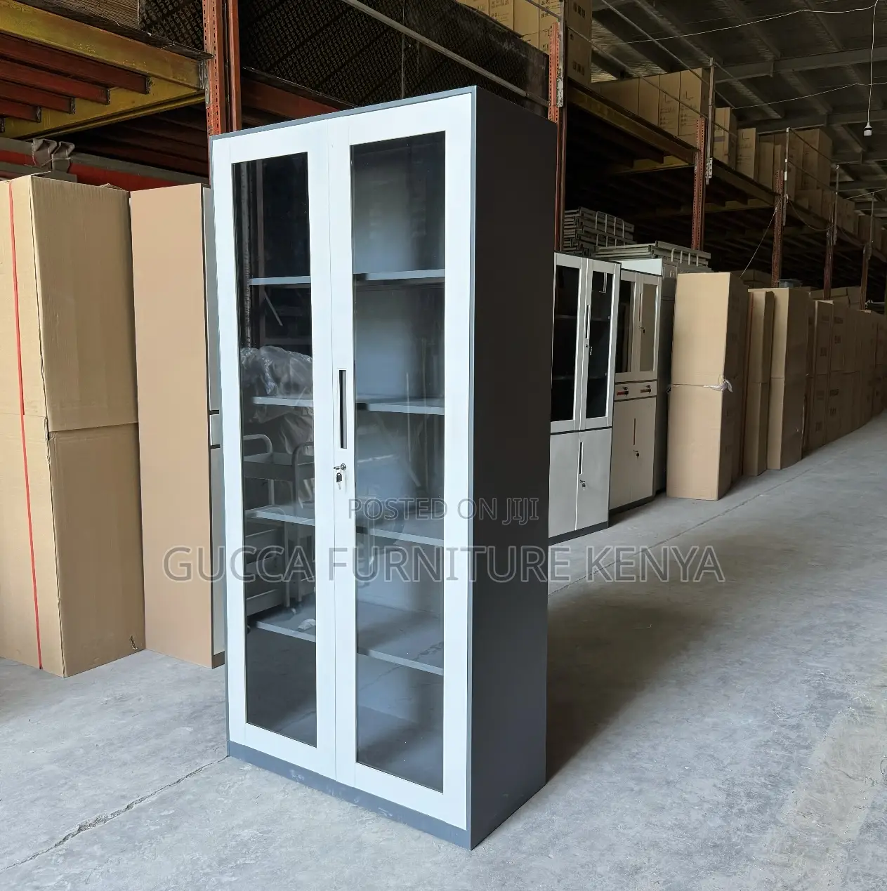 Lockable Glass Front Storage Cabinet.