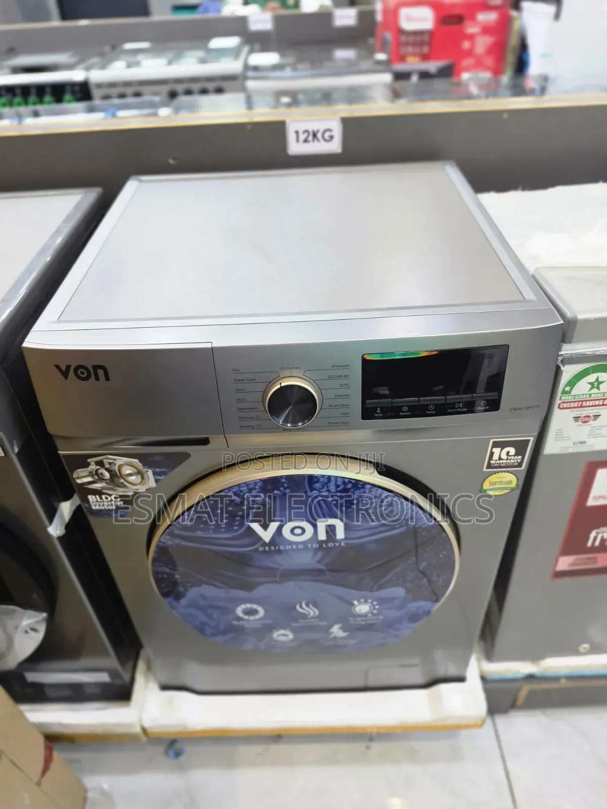 Von 12kg Front Load Washing Machine VALW-12FVK