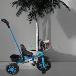 Kids 3-Wheel Tricycle With Parent Push Handle Storage Basket