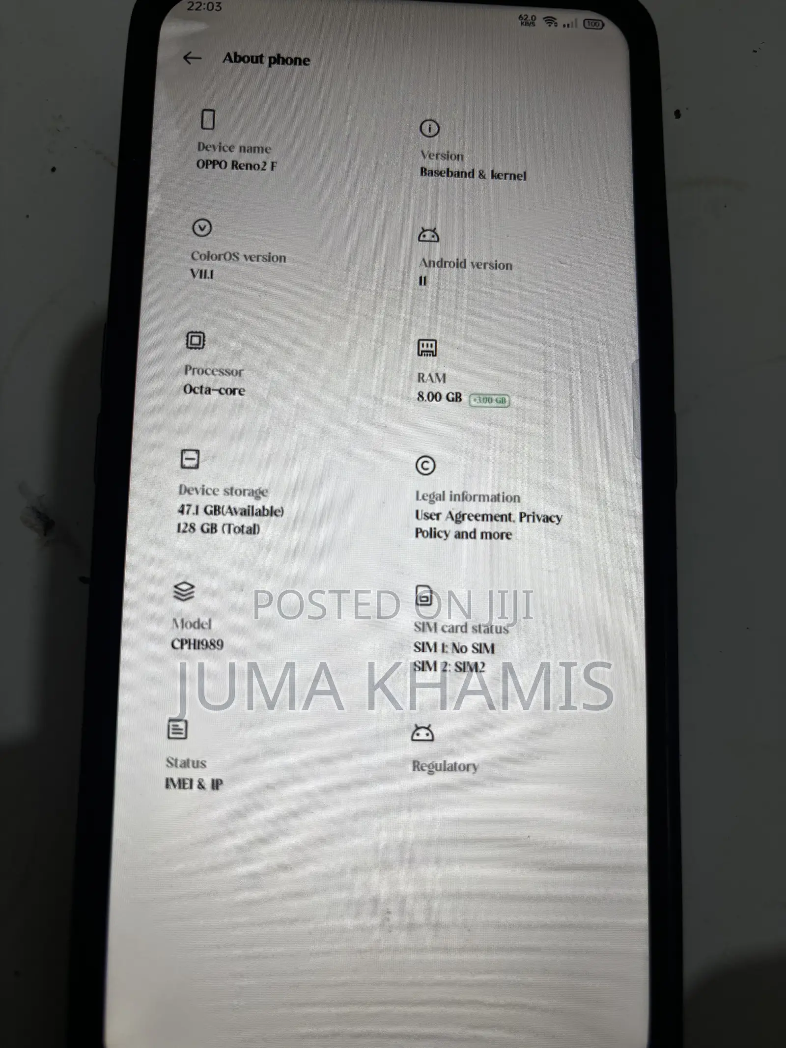 Oppo Reno 2F 128 GB Blue