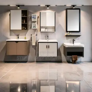 Elegant Floating Bathroom Vanity Cabinet With Storage Mirror Set