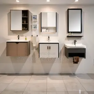 Stylish Wall Mounted Bathroom Vanity Unit With Mirror Storage