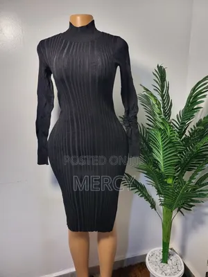 Ribbes Knit Midi Bodycon Dress
