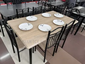 Modern Wooden 6 Seater Dinning Table With Metal Frame