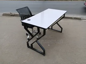 Executive White Table With Mesh Adjustable Chair