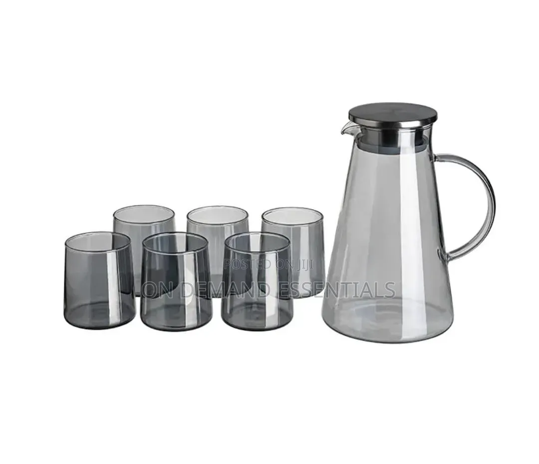 Elegant Smoked-Glass Water Set