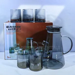 Elegant Smoked-Glass Water Set