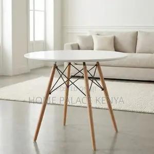 Dining Table: Milky White Round Dining Table With Embedded Screws