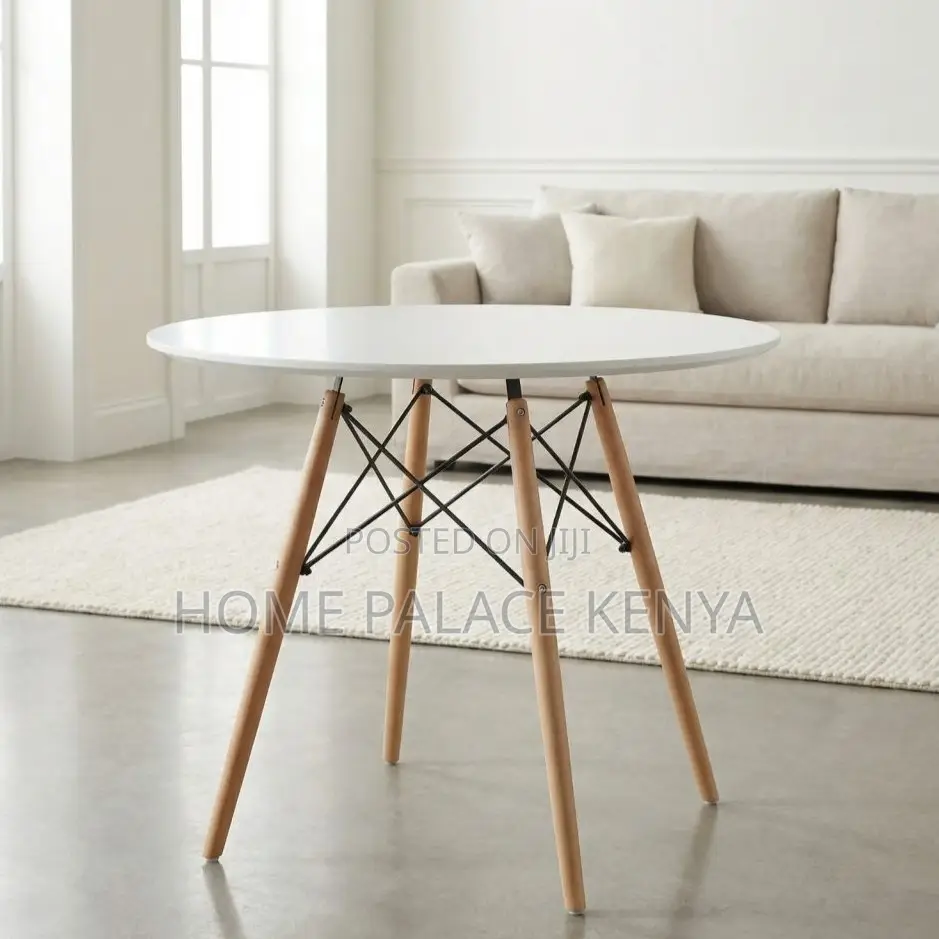 Dining Table: Milky White Round Dining Table With Embedded Screws