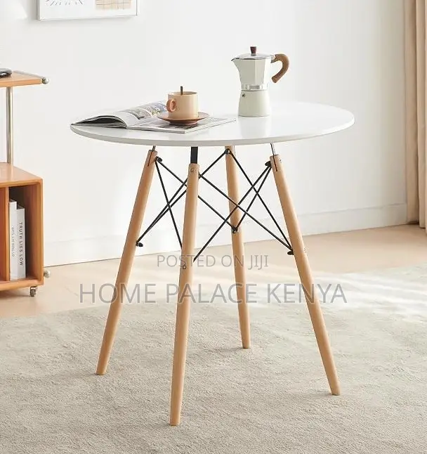 Dining Table: Milky White Round Dining Table With Embedded Screws