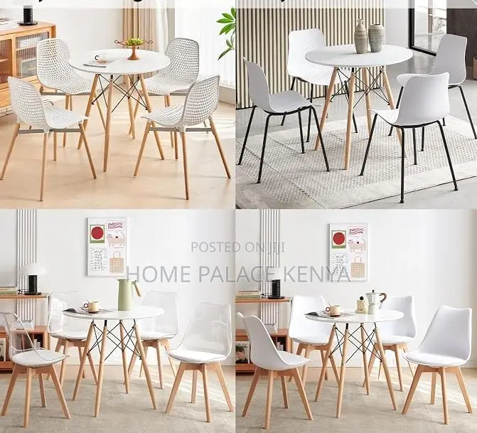 Dining Table: Milky White Round Dining Table With Embedded Screws