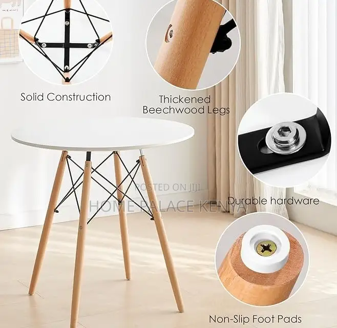 Dining Table: Milky White Round Dining Table With Embedded Screws
