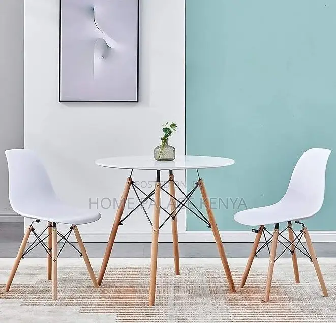 Dining Table: Milky White Round Dining Table With Embedded Screws