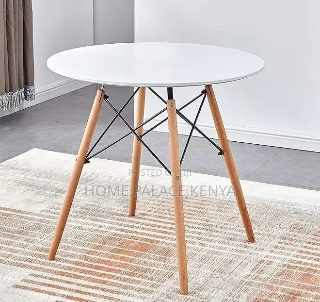 Dining Table: Milky White Round Dining Table With Embedded Screws