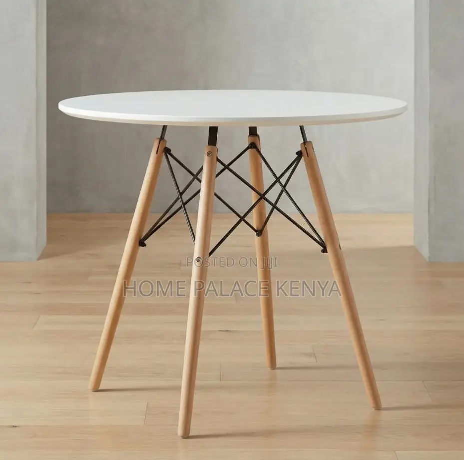 Dining Table: Milky White Round Dining Table With Embedded Screws