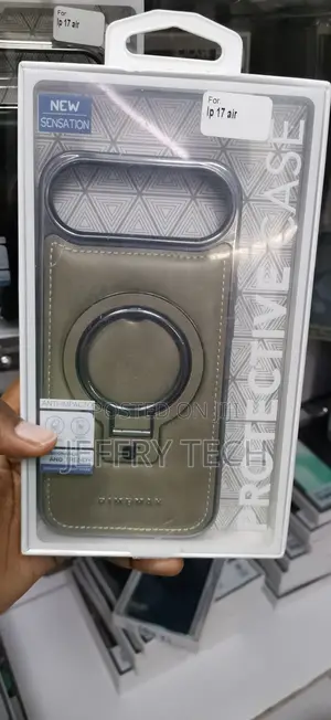 iPhone 17 Air Titanium Grey RIMBMAX Luxury Leather MagSafe Case