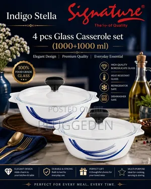 4 PCS Glass Casserole Set With Plastic 5 Sets Per Box