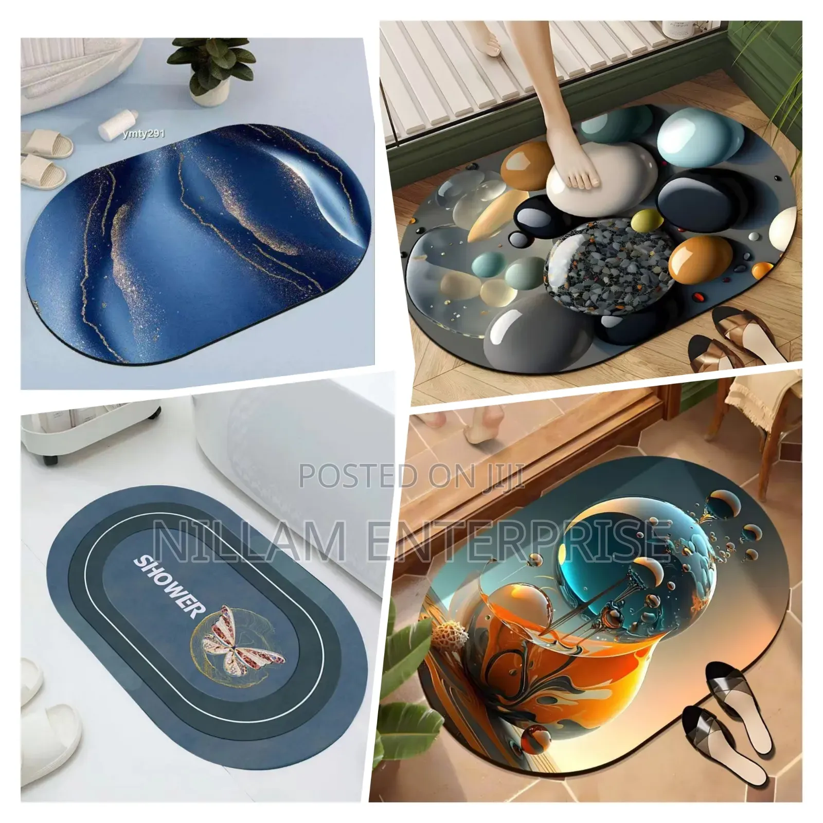 Big Size Oval 48*78cm* Bathroom/ Door Mats With Rubber Underside