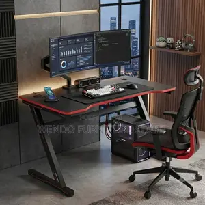 Office Desk; Home Studio Gamers Black PC Gaming Desk