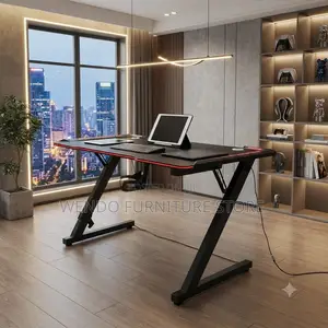 Office Desk; Home Studio Gamers Black PC Gaming Desk