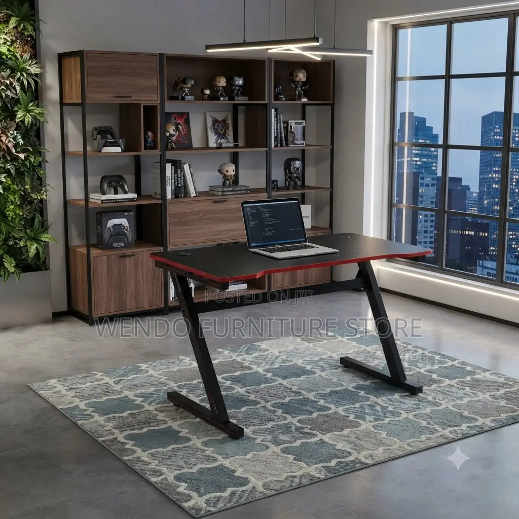 Office Desk; Home Studio Gamers Black PC Gaming Desk