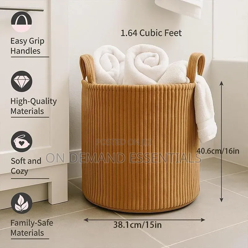 Corduroy Storage Basket / Laundry Basket