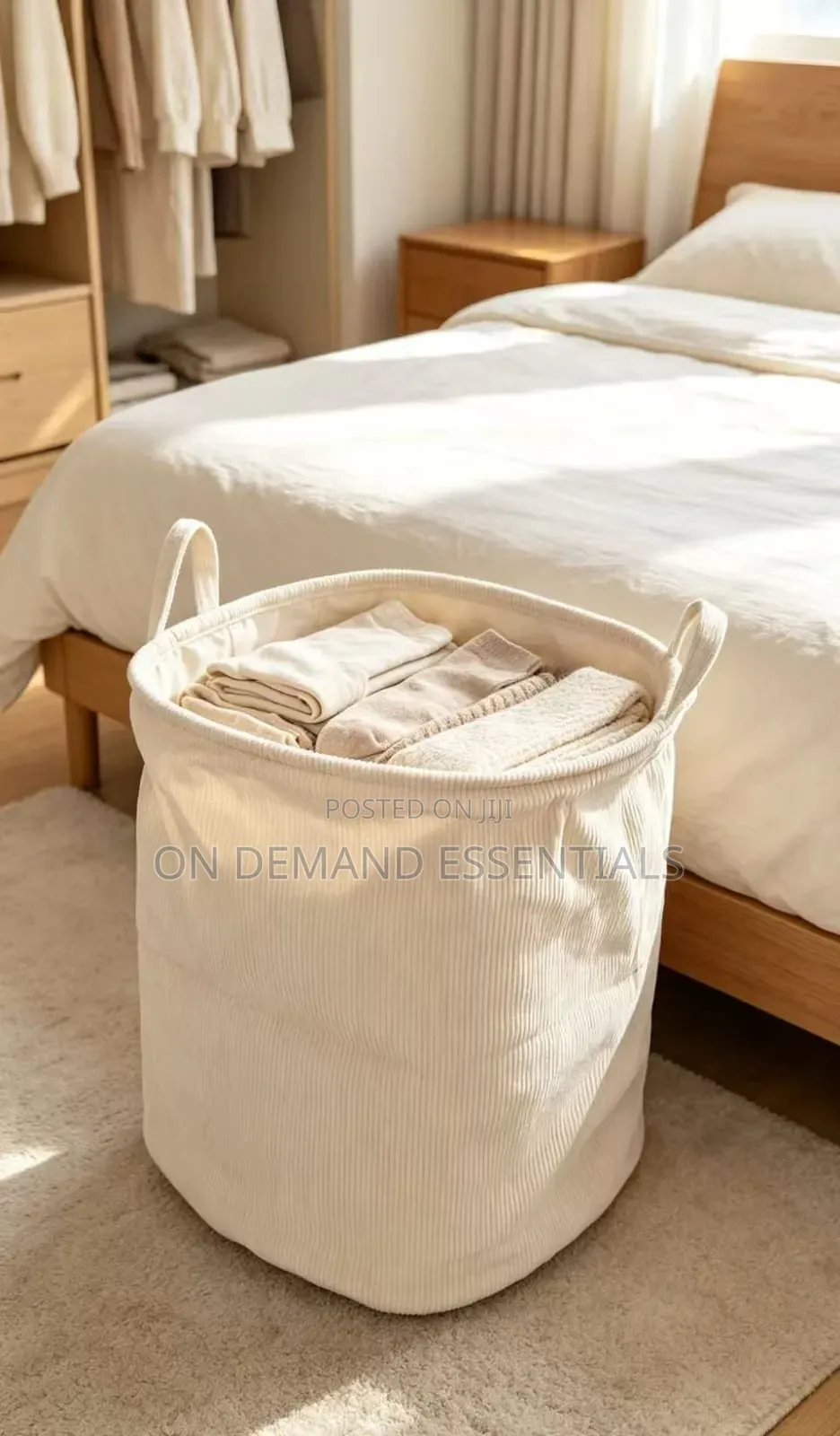 Corduroy Storage Basket / Laundry Basket