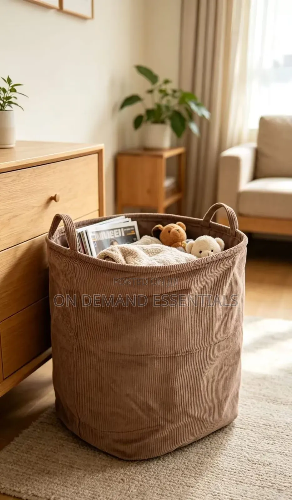 Corduroy Storage Basket / Laundry Basket
