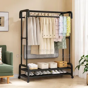 Double Pole Wheeled Multifunctional Clothes Drying Rack