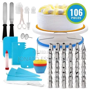 106 Piece Cake Decorating Kit Turntable Piping Tips Spatula Set