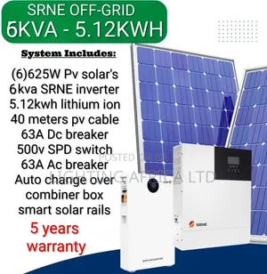 SRNE 6kva - 5.12kwh Lithium - (6)625W Solar - Installation Transport