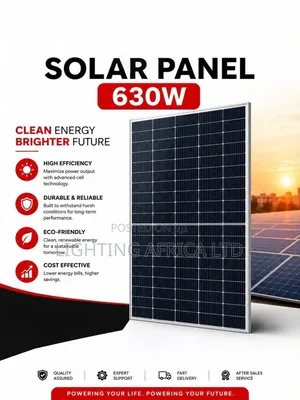 630 Watts - 51 Volts Bifacial All Weather Solar Panels 25 Yrs Warranty