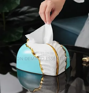 White and Gold Leaf Design Ceramic Serviette Holder