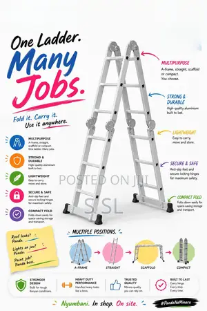 Buy 4x3 Multi Position Ladder in Kenya – Adjustable Folding Ladder