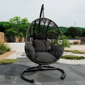 Home Chairs; Rattan Made Hammock Swing Seats With Leather Cushion