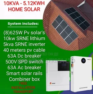 SRNE 5kva - 10kwh Lithium - (8)625W Solars - Installation Transport