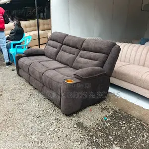 3 Seater Brown Recliner Sofa With Cup Holders in Utawala