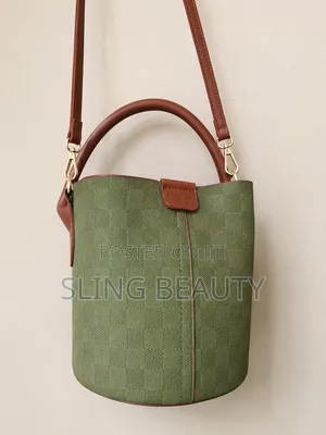 Elegant Olive Green Bucket Handbag
