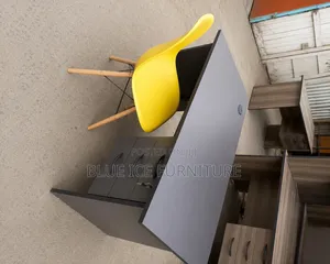 Grey Office Desk With White Eames Chair