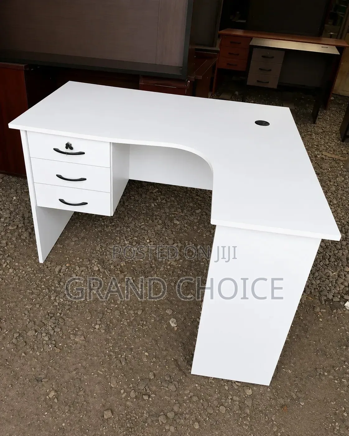 Modern Lshape Office Desk-White