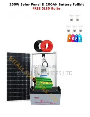 250w Solar Fullkit With 200ah Battery Plus 600w Inverter and Free Bulb