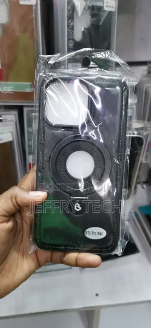iPhone 15 Pro Max Generic Black Leather MagSafe Case
