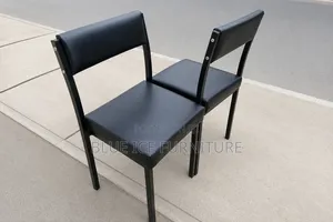Modern Black Armless Office Leather Chair