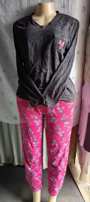 Black Pink and Star Gray Warm Pajamas