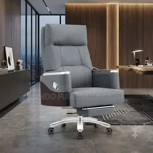 Office Chairs; Leather Executive CEOS Chair With Folding Footrest
