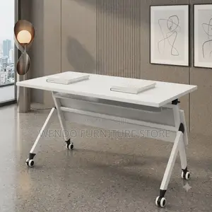 Office Desk; 1.2 Meters Foldable White Office Conference Table