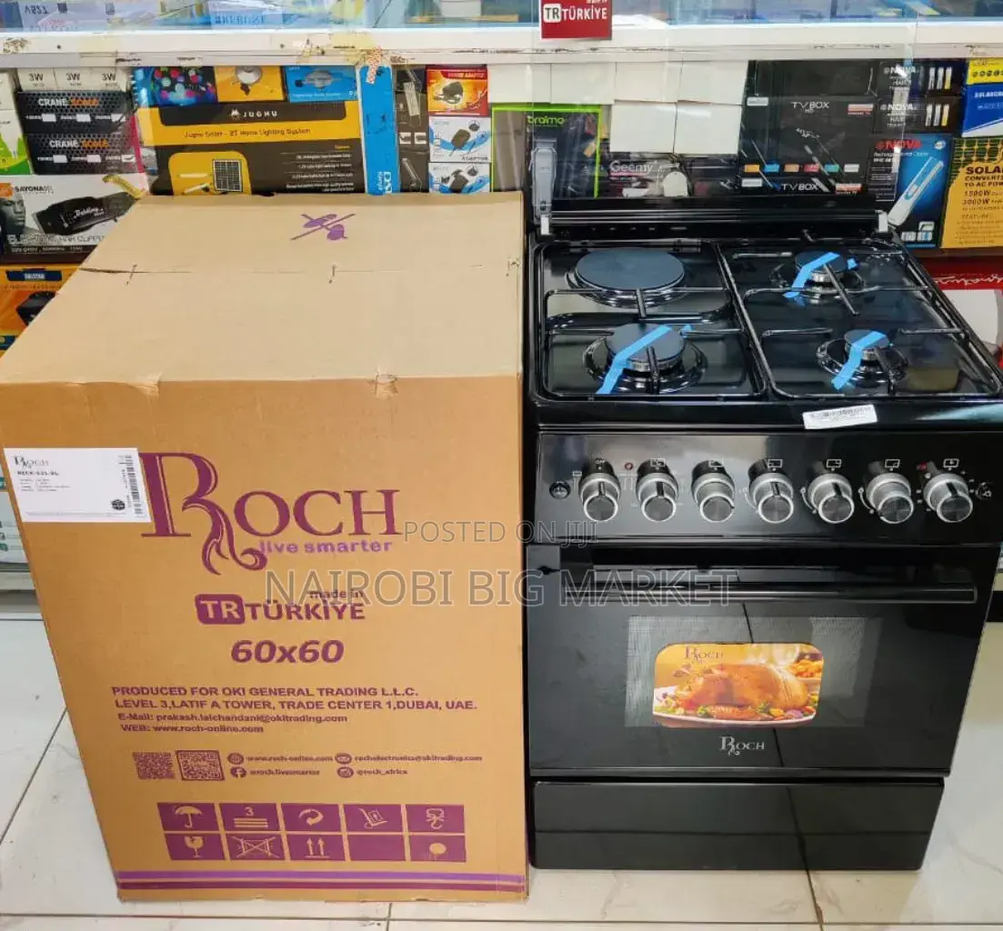Black Premium Roch 60 by 60 Free Standing Cooker