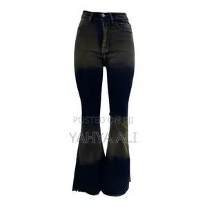 Women's High Waist Flared Jeans Yellow/Black Fade"