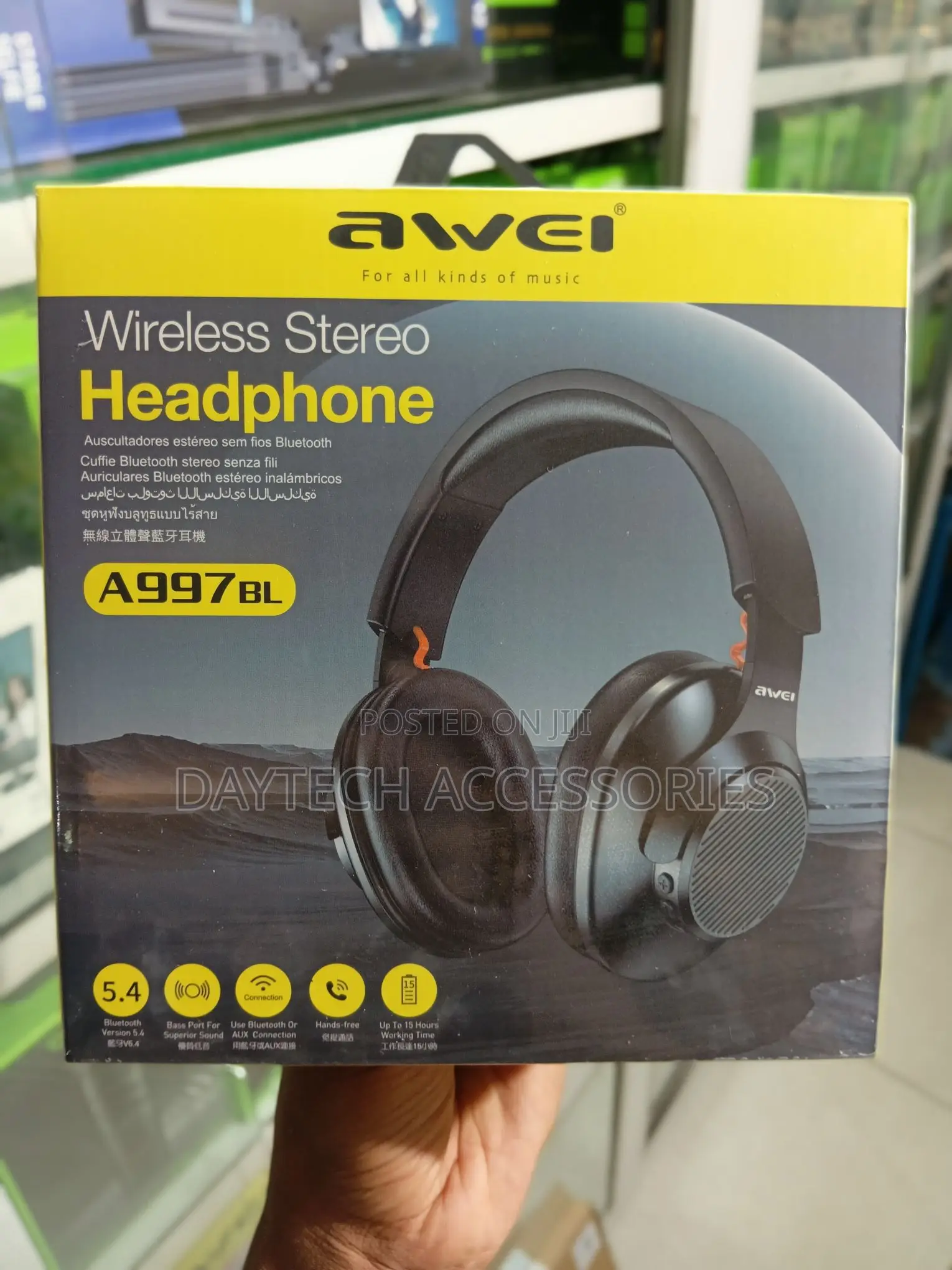 Awei A997BL Wireless Stereo Bluetooth Headphone in Black